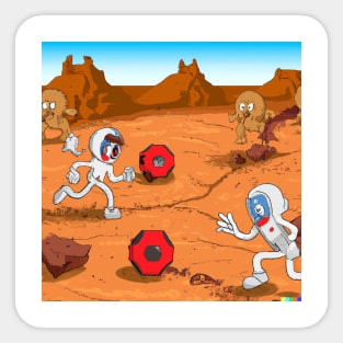 Astronauts playing football on Mars Sticker